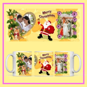 Personalized Bhai Dooj photo mug with custom printed design, featuring brother and sister picture, festive decoration, and ceramic coffee cup gift.
