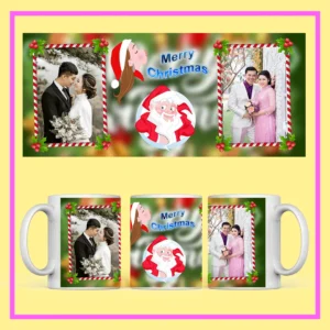 Personalized Bhai Dooj photo mug with custom printed design, featuring brother and sister picture, festive decoration, and ceramic coffee cup gift.