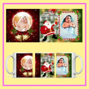 Personalized Bhai Dooj photo mug with custom printed design, featuring brother and sister picture, festive decoration, and ceramic coffee cup gift.
