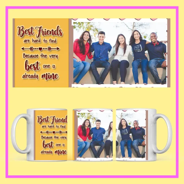 Personalized Friendship Day Mug with Happy Friendship Day design and custom photo – Best Friends Coffee Mug gift idea
