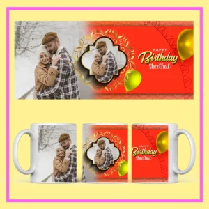Personalized Birthday Mug with custom photo and Happy Birthday design – Custom printed coffee mug gift for birthdays