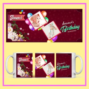 Personalized Birthday Mug with custom photo and Happy Birthday design – Custom printed coffee mug gift for birthdays