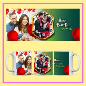 Personalized Birthday Mug with custom photo and Happy Birthday design – Custom printed coffee mug gift for birthdays