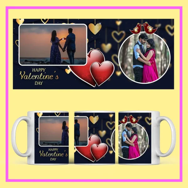 My Love Personalized Couple Mug with custom couple photos and romantic red heart design – Perfect Valentine’s Day and anniversary gift