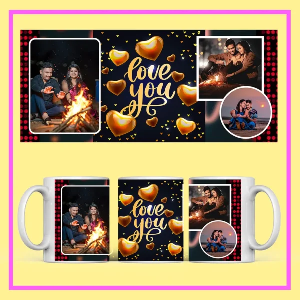 My Love Personalized Couple Mug with custom couple photos and romantic red heart design – Perfect Valentine’s Day and anniversary gift
