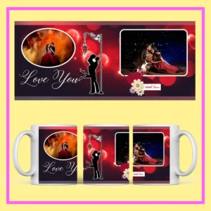 My Love Personalized Couple Mug with custom couple photos and romantic red heart design – Perfect Valentine’s Day and anniversary gift