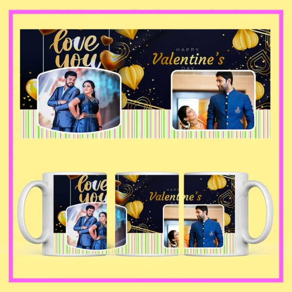 My Love Personalized Couple Mug with custom couple photos and romantic red heart design – Perfect Valentine’s Day and anniversary gift