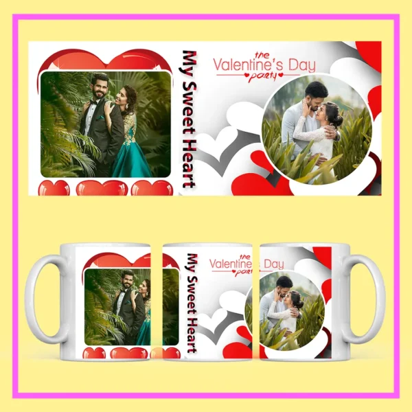 My Love Personalized Couple Mug with custom couple photos and romantic red heart design – Perfect Valentine’s Day and anniversary gift