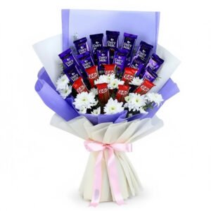 Chocolate bouquet with flowers and premium chocolates same day delivery in Burdwan