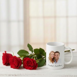 Personalized photo mug with red roses same day delivery in Burdwan