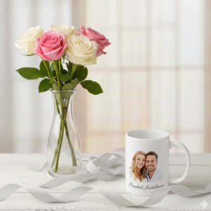 Personalized photo mug with red roses same day delivery in Burdwan