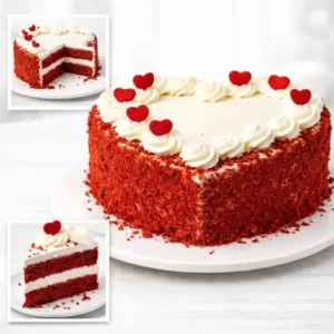 Red velvet heart shape cake with same day delivery in Burdwan