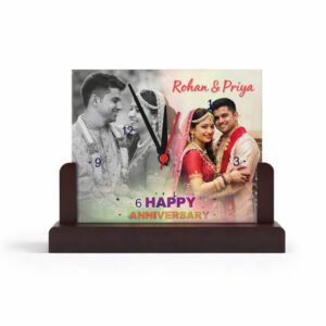 Personalized Photo Table Clock – Custom Anniversary Clock | Same Day Delivery in Burdwan