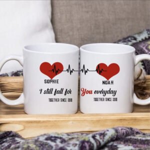 Personalized Couple Mug Set – Heartbeat Love Coffee Mugs | Same Day Delivery in Burdwan