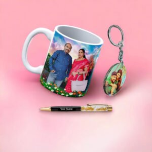 Personalized photo mug keychain pen combo same day delivery in Burdwan