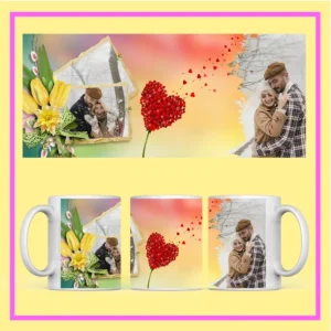Romantic personalized couple photo mug with custom images and same day delivery in Burdwan