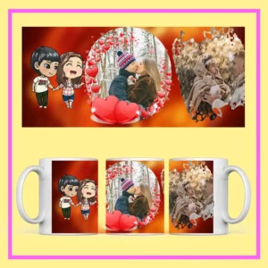 Cute cartoon and romantic personalized couple photo mug with same day delivery in Burdwan