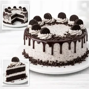 Oreo chocolate cake with creamy frosting and Oreo cookie toppings for same day delivery in Burdwan