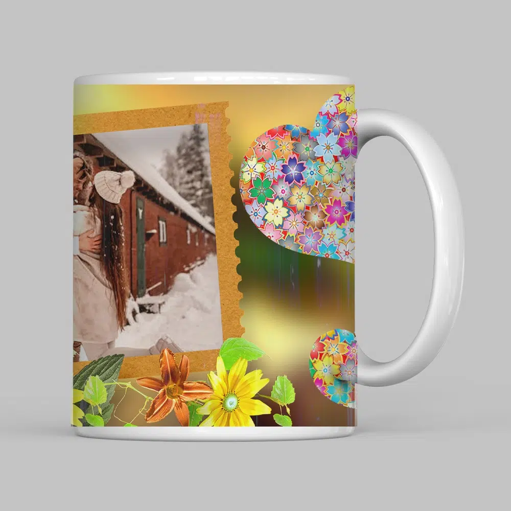 Floral Romantic Personalized Photo Mug|Same Day Delivery in Burdwan - Image 3