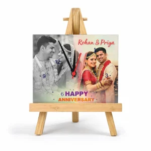 Personalized photo clock easel frame custom couple anniversary gift