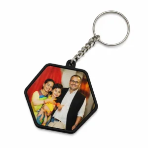 Personalized hexagon photo key ring custom photo keychain in Burdwan