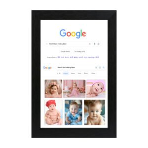 Google Search Style Personalized Photo Frame for World's Best Irritating Sister with baby photos inside a black frame