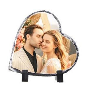 Customized heart shape photo rock slate romantic gift