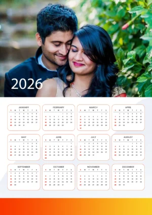 Personalized One Page Photo Calendar 2026 | Custom Photo Wall Calendar