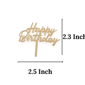 Golden acrylic happy birthday cake topper for birthday and anniversary decoration
